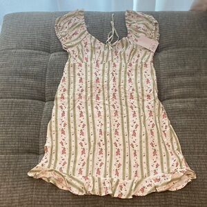 SO Women's Mini Dress with Green and Pink Floral Stripes